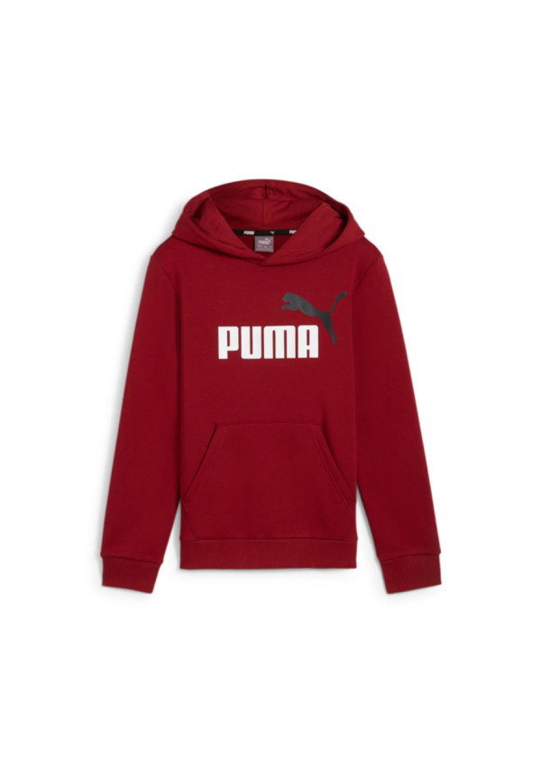 Sudadera con capucha Essentials+ Big Logo bicolor juvenil Burdeos