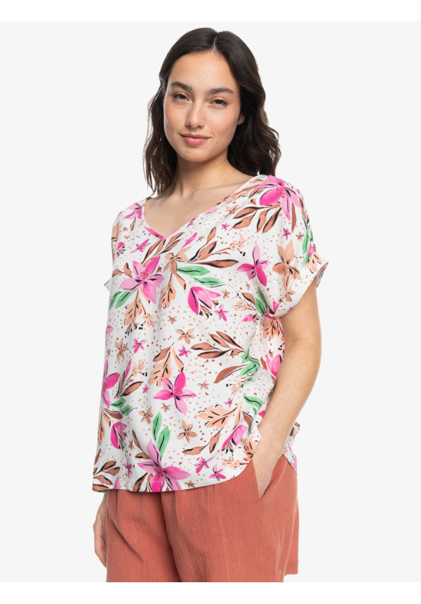 Sweet Hibiscus - Blusa con cuello en V para Mujer