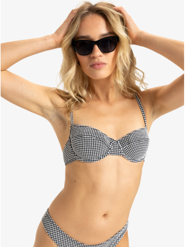 Gingham - Top de bikini con aros para mujer