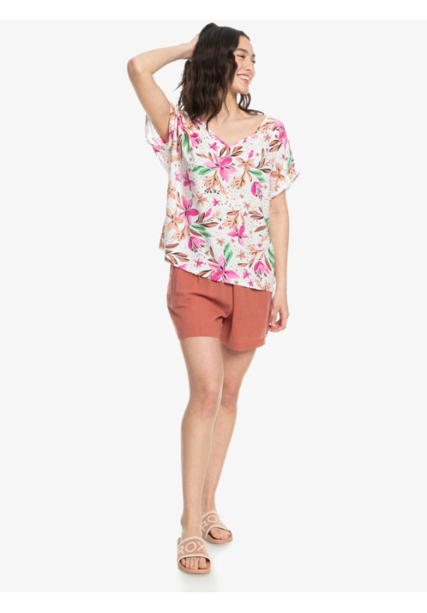 Sweet Hibiscus - Blusa con cuello en V para Mujer