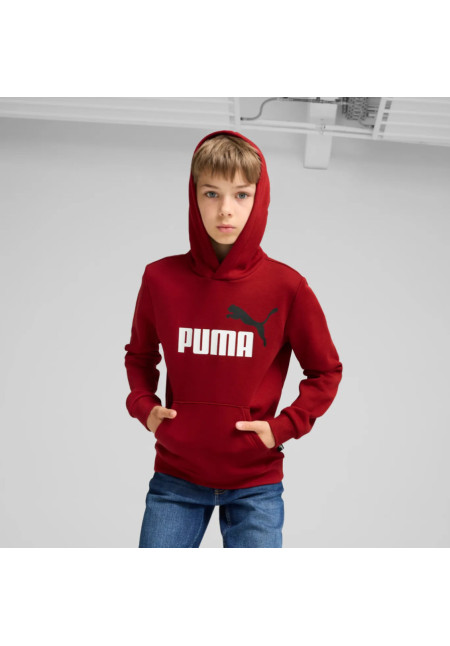 Sudadera con capucha Essentials+ Big Logo bicolor juvenil Burdeos