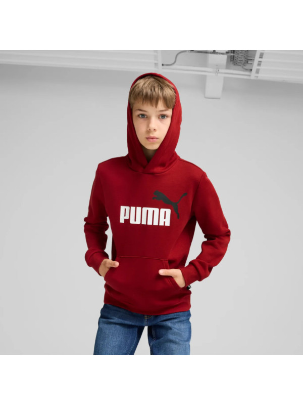 Sudadera con capucha Essentials+ Big Logo bicolor juvenil Burdeos