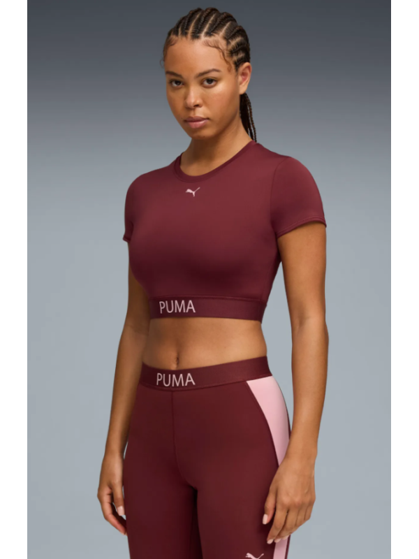 W PUMA STRONG TEE - SHORT