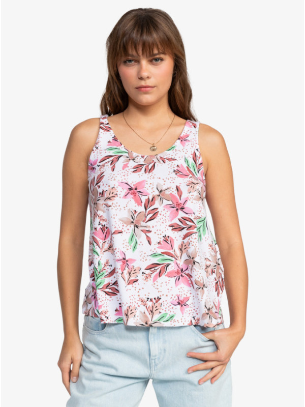 Flowing-top estampado sin mangas para mujer 