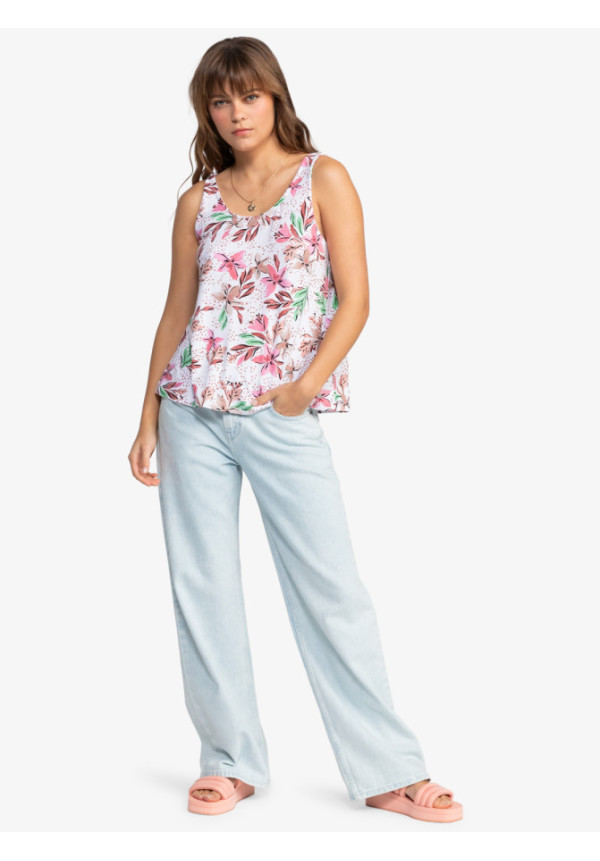 Flowing-top estampado sin mangas para mujer 