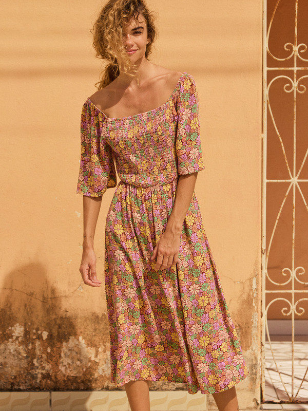 Tropical Sunshine-Vestido de longitud media para mujer