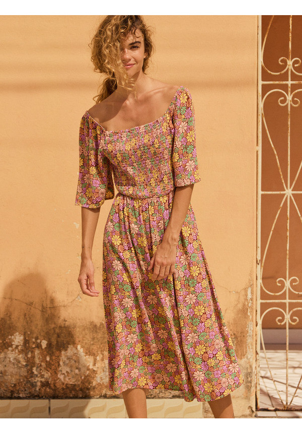 Tropical Sunshine-Vestido de longitud media para mujer