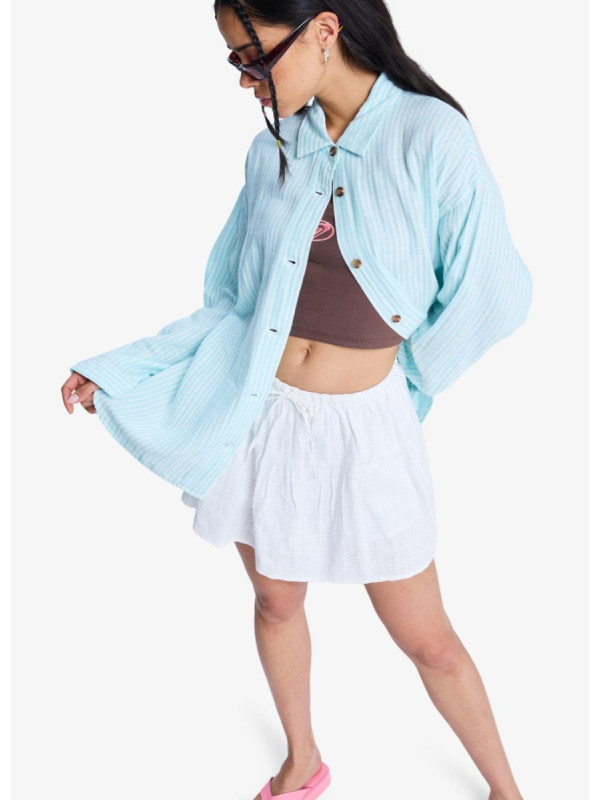 Morning Shine Stripe Camisa de manga larga Blanco Mujer