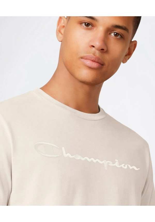 CAMISETA HOMBRE CON LOGO BORDADO GRANDE ICONS CREMA