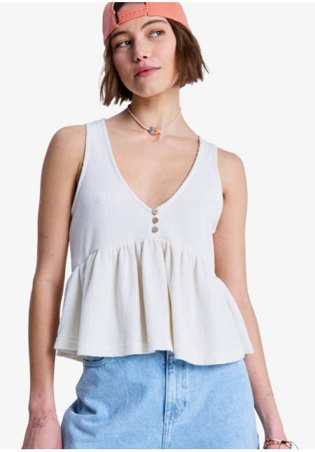 New Serenity - Camiseta de tirantes con volantes para mujer