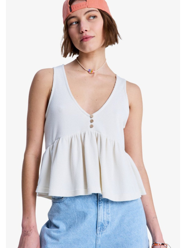 New Serenity - Camiseta de tirantes con volantes para mujer