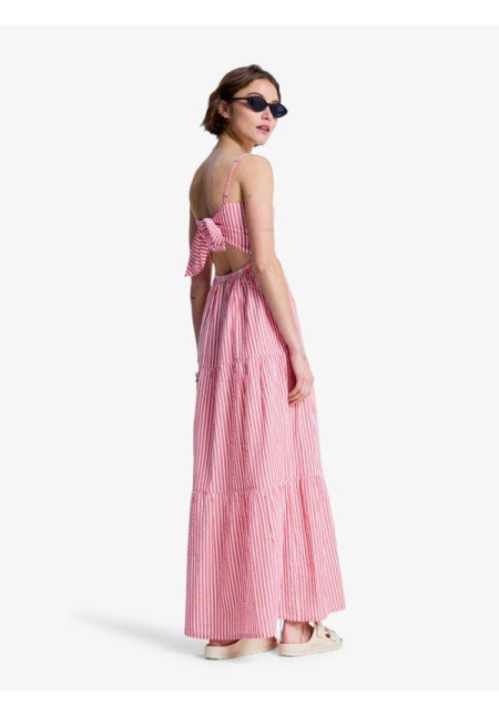 Tropical Glow Maxi Stripe Vestido de algodón Rojo Mujer