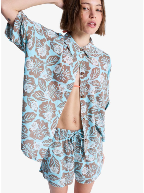 Beachy Nostalgia Camisa de Manga Corta Marrón Mujer