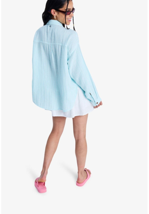 Morning Shine Stripe Camisa de manga larga Blanco Mujer
