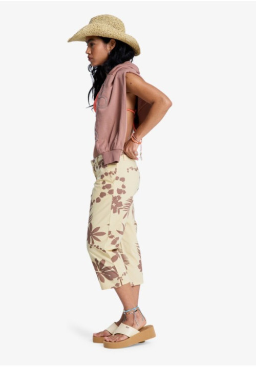 Sunset Memories Printed Pantalón capri Amarillo Mujer