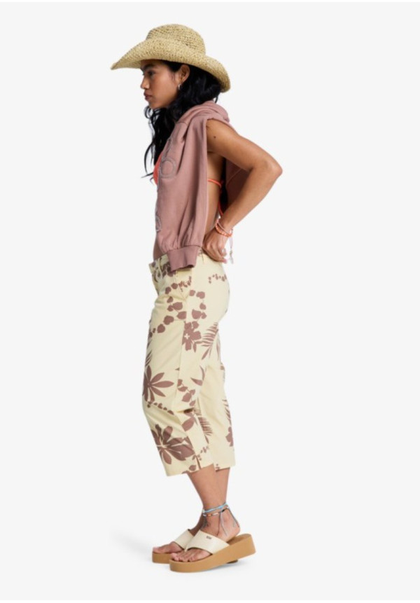 Sunset Memories Printed Pantalón capri Amarillo Mujer