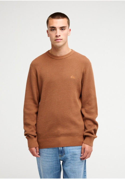 Waffle Jersey Cerrado Marrón Hombre
