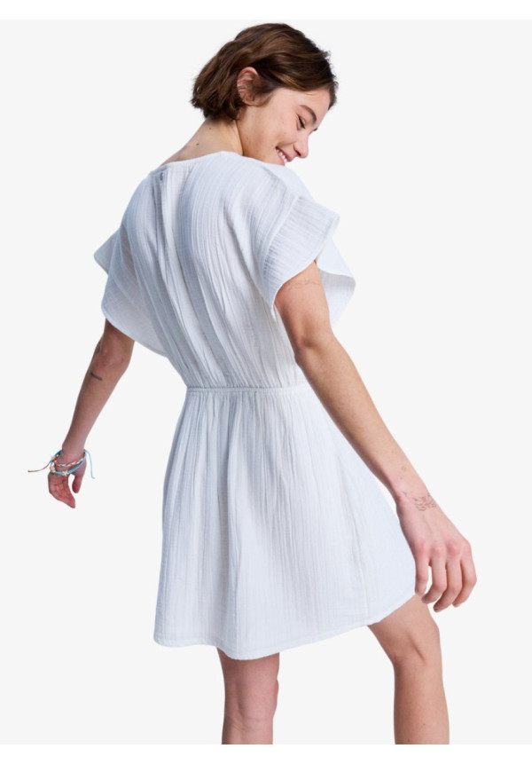 Bright Mornings Mini Vestido Envolvente Mini Blanco Mujer