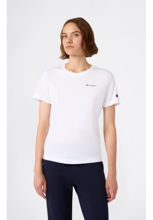 CAMISETA MUJER PEQUEÑO LOGO SCRIPT ICONS BLANCO