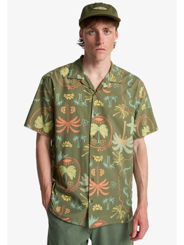 Vacay Camisa de Manga Corta Verde Hombre
