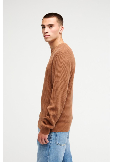 Waffle Jersey Cerrado Marrón Hombre