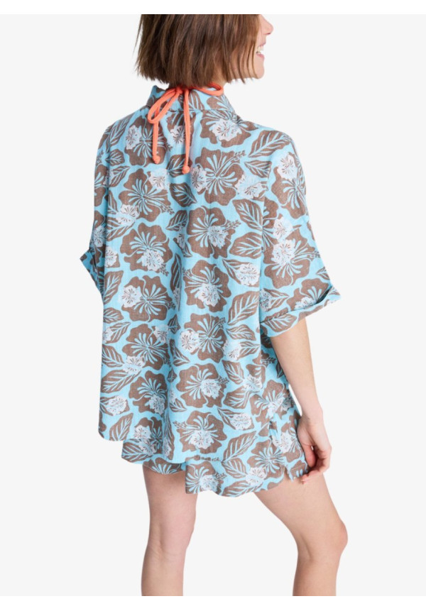 Beachy Nostalgia Camisa de Manga Corta Marrón Mujer