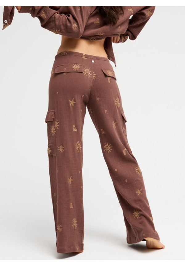 Stardust Sand Pantalones de playa relajados Marrón Mujer