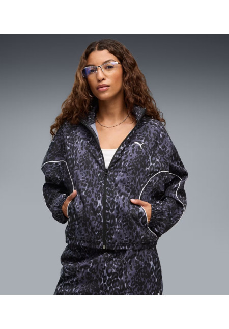 Chaqueta con cremallera PUMA Sport de corte holgado y estampado animal para mujer