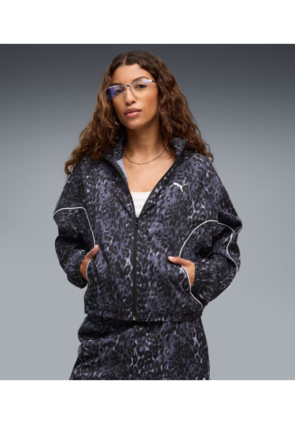 Chaqueta con cremallera PUMA Sport de corte holgado y estampado animal para mujer