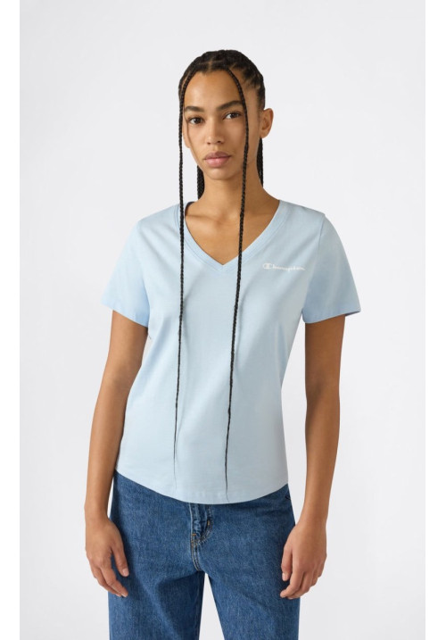 CAMISETA CON CUELLO EN V PARA MUJER ICONS AZUL CLARO