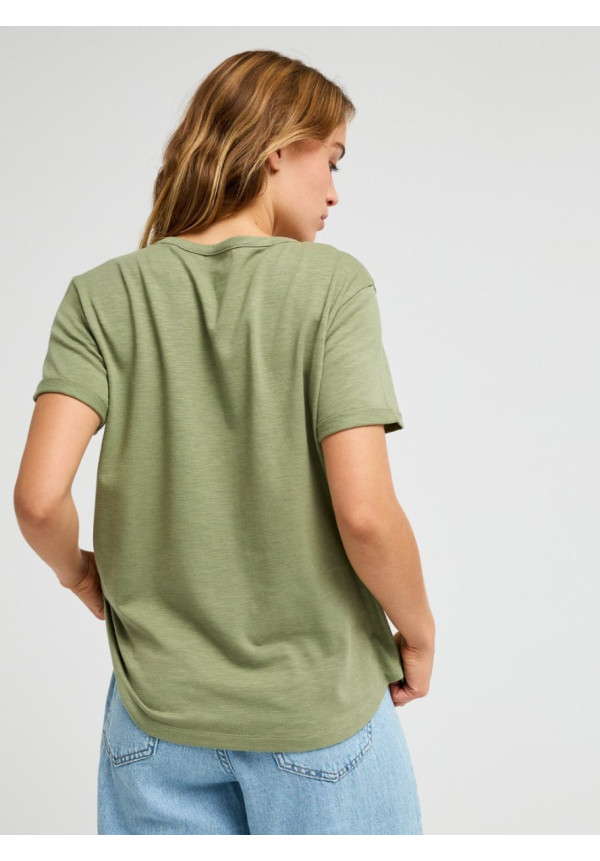 Oceanwave Regular Slub Camiseta de manga corta Verde Mujer