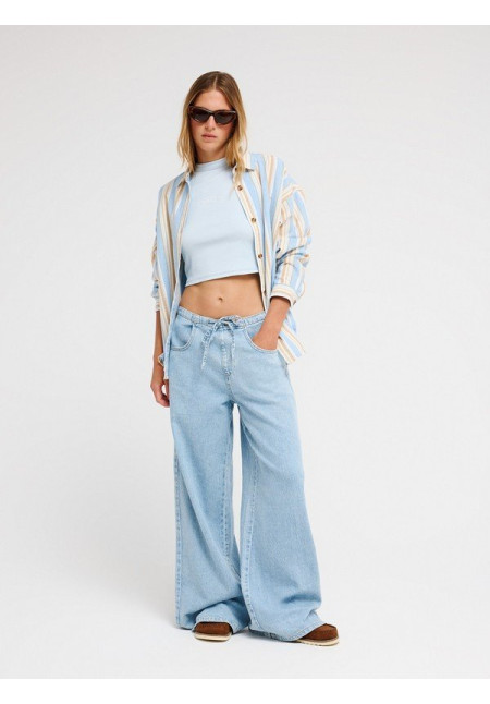 Beach Flirt Vaquero ancho en denim Azul Mujer