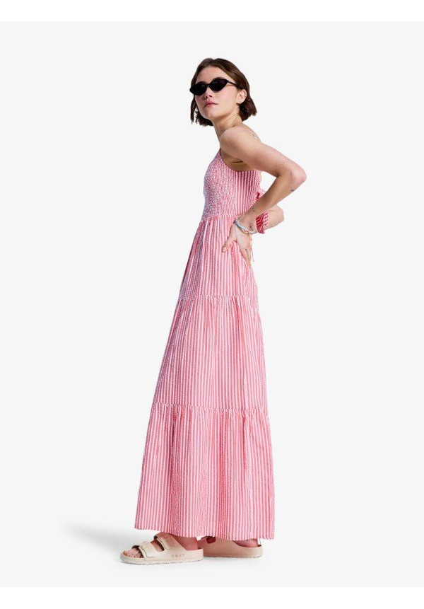 Tropical Glow Maxi Stripe Vestido de algodón Rojo Mujer
