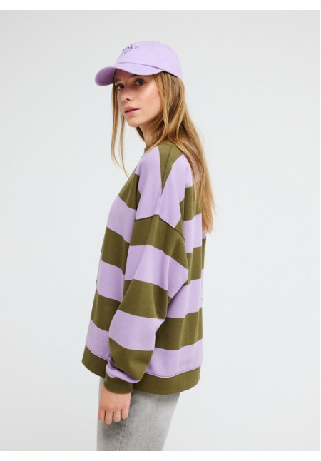 Strictly Stripes Sudadera extragrande Verde Mujer