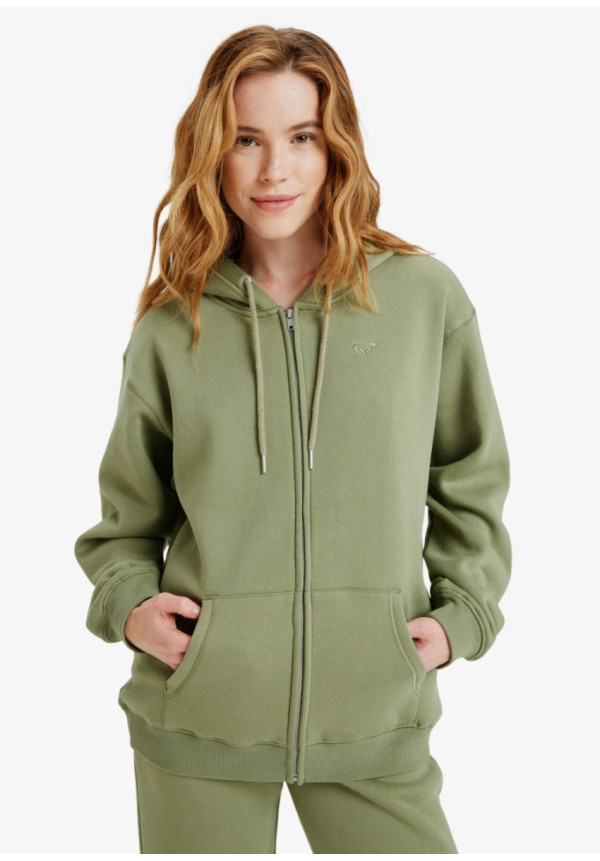 Surf Stoked Zipped Brushed Sudadera con capucha y cremallera Verde mujer