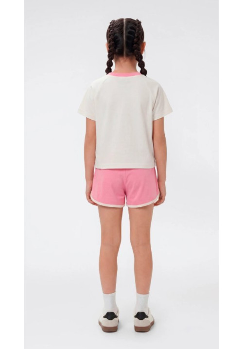 Conjunto de Camiseta y Pantalón Corto para Niña Icons Crema