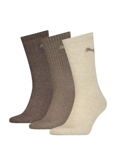 PUMA Unisex Sportsokken 3-Pack Light Brown Melange PUMA Unisex Sportsokken 3-Pack Light Brown Melange