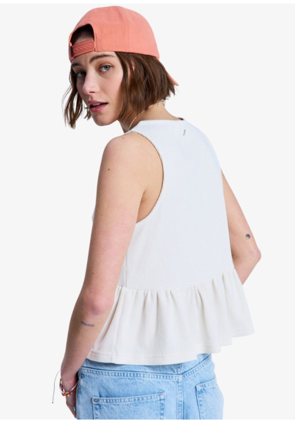 New Serenity - Camiseta de tirantes con volantes para mujer