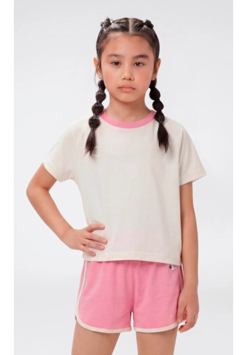 Conjunto de Camiseta y Pantalón Corto para Niña Icons Crema