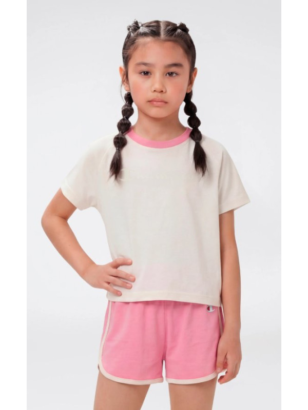 Conjunto de Camiseta y Pantalón Corto para Niña Icons Crema