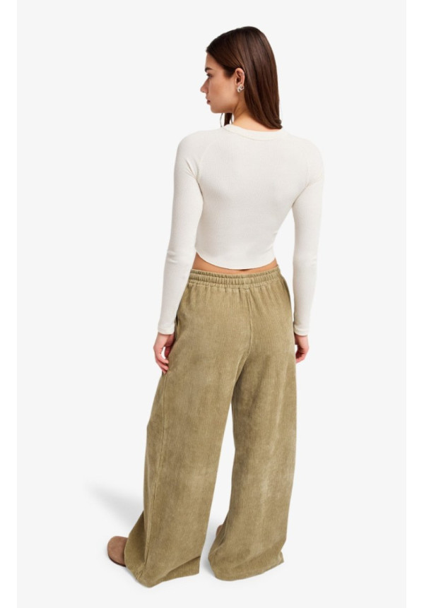 Lekeitio Knit Pantalón amplio de pana Verde mujer