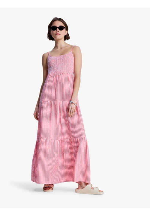 Tropical Glow Maxi Stripe Vestido de algodón Rojo Mujer