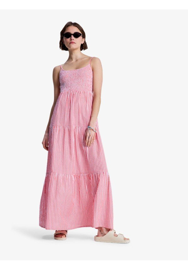 Tropical Glow Maxi Stripe Vestido de algodón Rojo Mujer