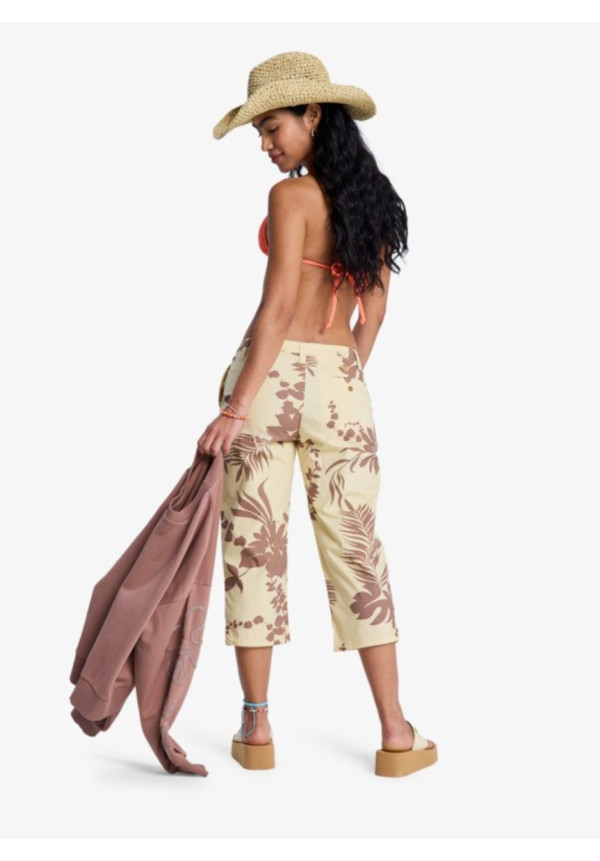 Sunset Memories Printed Pantalón capri Amarillo Mujer