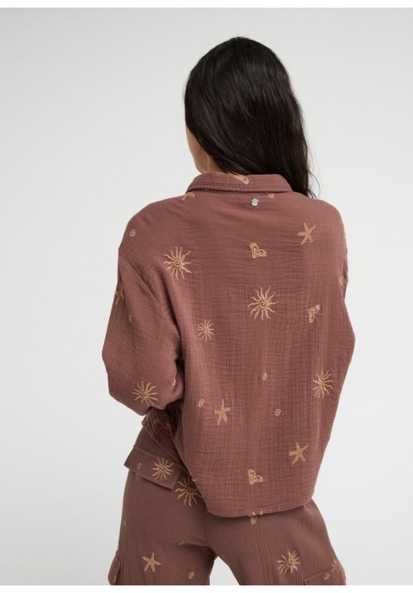 Let It Go Again Emby Camisa relajada con botones Marrón Mujer