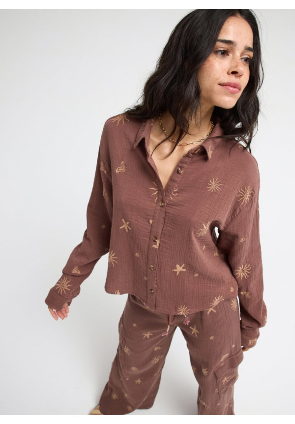 Let It Go Again Emby Camisa relajada con botones Marrón Mujer